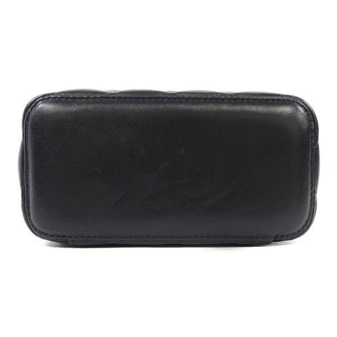 CHANEL Quilted CC GHW Vanity Case Chain Shoulder Bag Lambskin Leather Black v2