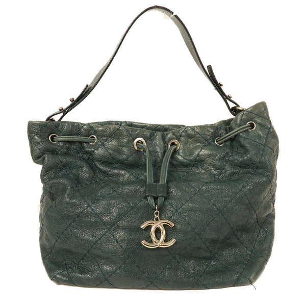 CHANEL CC SHW Shoulder Bag Calfskin Leather Green