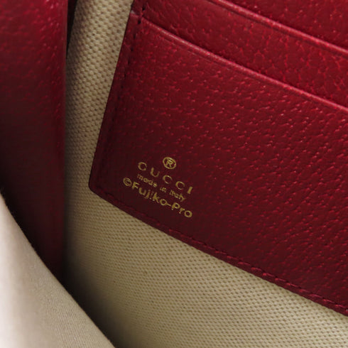 GUCCI GG GHW Gucci x Doraemon Clutch Bag 654503 Coated Canvas Brown Red