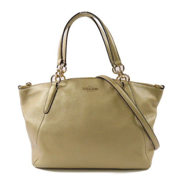 COACH GHW Shoulder Bag J1548 Calfskin Leather Gold