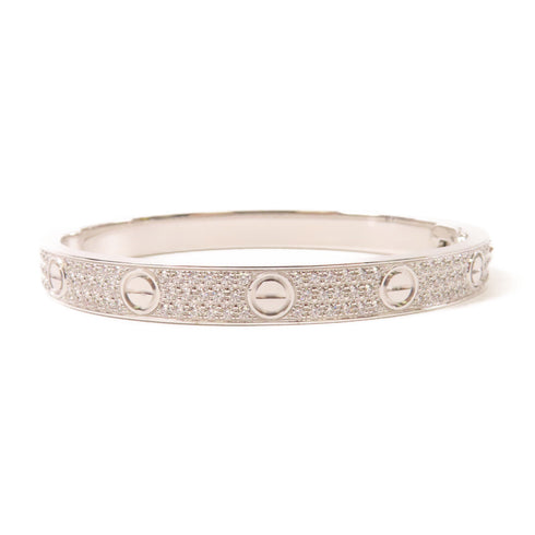 CARTIER Love Bracelet Bangle Diamond Cartier #17 18K White Gold