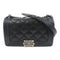 CHANEL Quilted CC SHW Boy 25 Chain Shoulder Bag Lambskin Leather Black