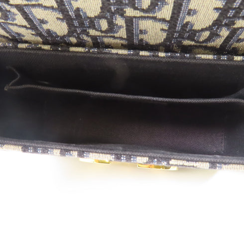 CHRISTIAN DIOR CD GHW 30 Montaigne 2 Way Shoulder Bag Canvas/Leather Navy