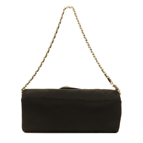 CHANEL CC GHW Chain Shoulder Bag Silk Black
