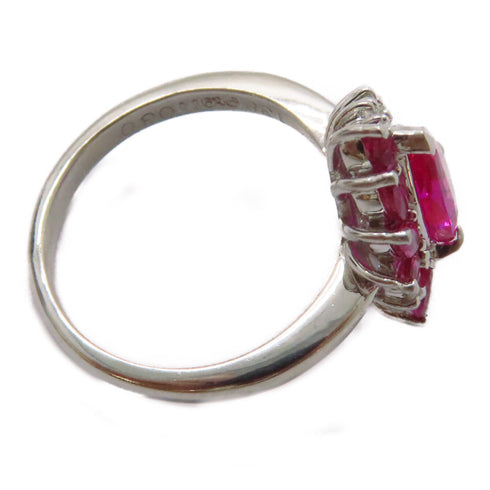 FINE JEWELRY 1.38ct Pink Sapphire 0.3ct Diamond 0.34ct Ruby Ring PT900 US#4.5