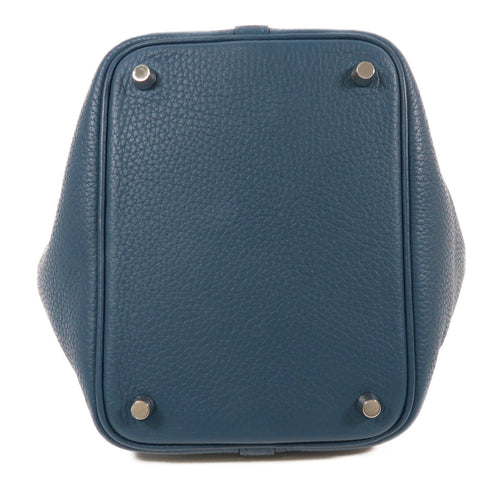 HERMES PHW Picotin PM Hand Bag/Bucket Tote Bag Clemence Leather Colvert