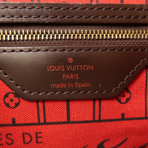 LOUIS VUITTON LV GHW Neverfull MM Shoulder Tote Bag N51105 Damier Brown v3