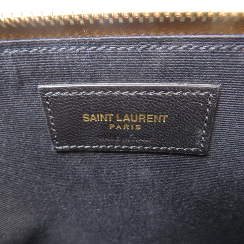 SAINT LAURENT YSL GHW Clutch Bag Suede Light Brown