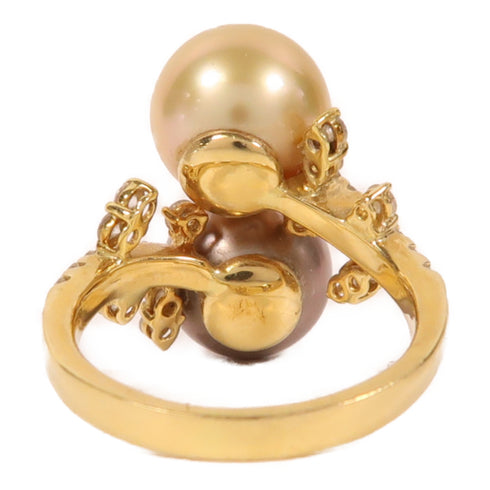 Jewelry 0.59ct Diamond Pearl Ring 18K White Gold US#8.25