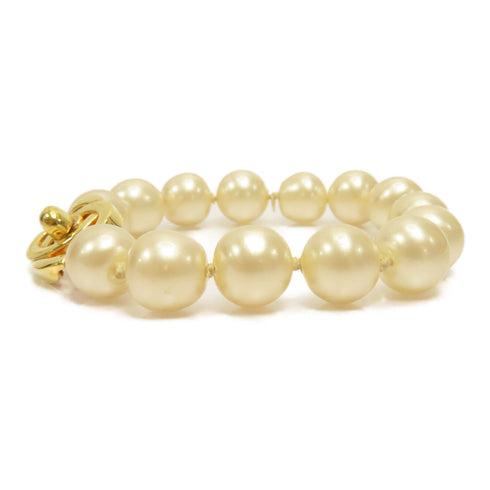 CHANEL CC Bracelet 96P PVC Metal Gold/White