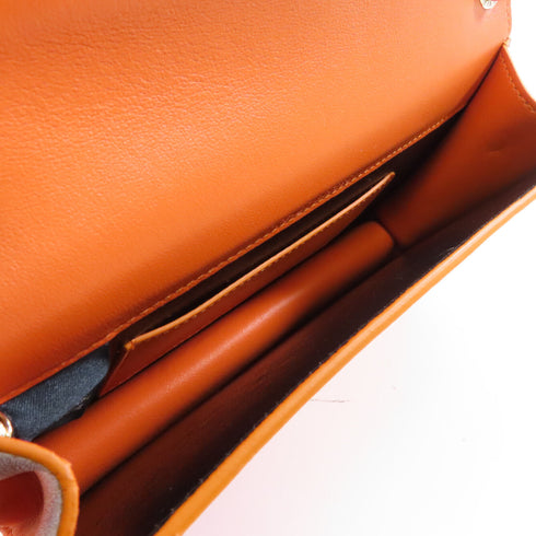 BVLGARI GHW Chain Shoulder Bag Crossbody 285886 Calfskin Leather Orange