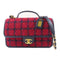 CHANEL CC GHW 2 Way Bag Leather/Tweed Red/Navy