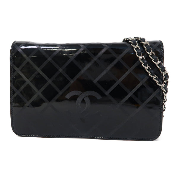 CHANEL CC SHW WOC Wallet On Chain Shoulder Bag Patent Leather Black