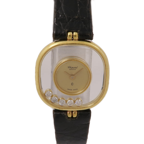 Chopard Happy Diamonds 5176 Quartz Watch 18K Yellow Gold Leather Belt