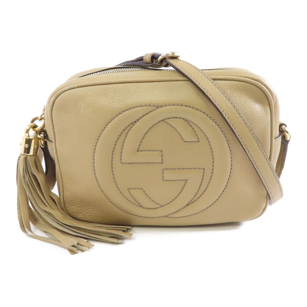 GUCCI GG GHW Soho Disco Shoulder Bag Crossbody 308364 Calfskin Leather Beige