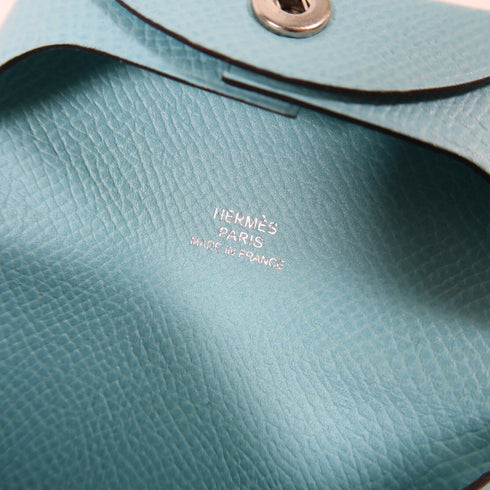 HERMES PHW Bastia Coin Purse Case Epsom Leather Bleu Atoll Light Blue