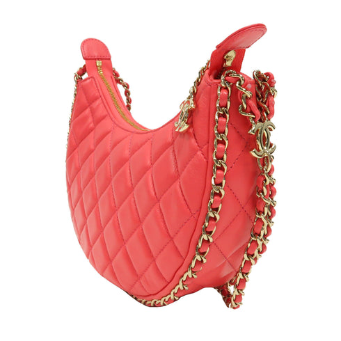 CHANEL Quilted CC GHW Moon Bag Shoulder Bag AS3917 Lambskin Leather Pink