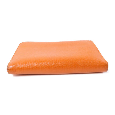 HERMES PHW Round Wallet Epsom Leather Orange