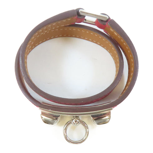 HERMES PHW Rivale Double Tour Bracelet Veau Swift Leather Red/Rouge Tomate