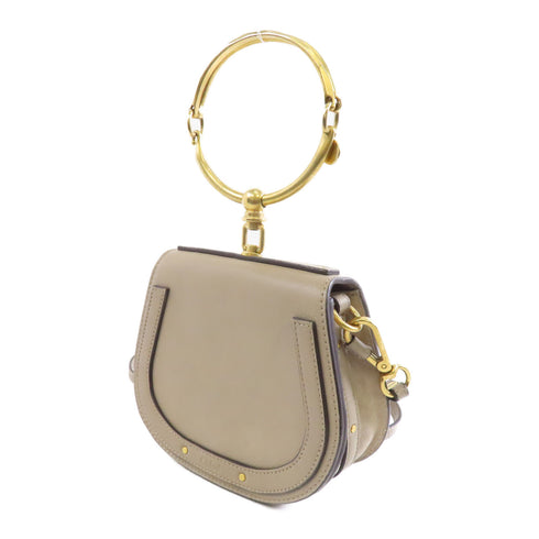 Chloe GHW Nile 2way Shoulder Bag Calfskin Leather Grey