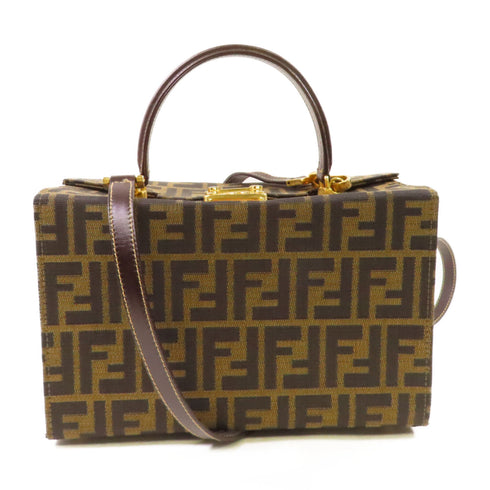 FENDI GHW Zukka Afor Vintage Handbag Shoulder Bag 0914548.2382 Canvas Brown