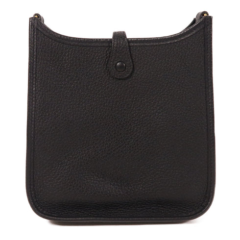 HERMES GHW Evelyne TPM Shoulder Bag Clemence Leather Black