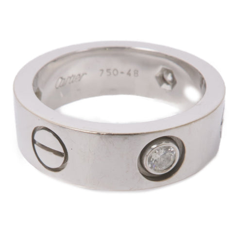 CARTIER 3 Diamond Love Ring 18K White Gold Cartier#48/US#4.5