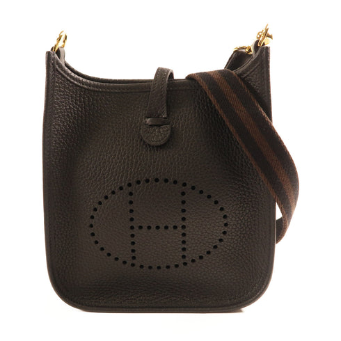 HERMES GHW Evelyne TPM Shoulder Bag Taurillon Clemence Leather Noir Black v2