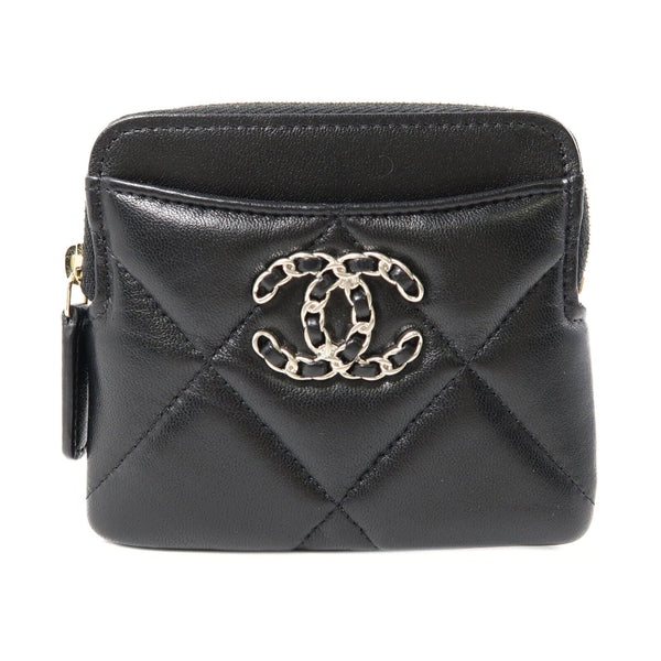 CHANEL CC GHW Zipper Card Holder AP2086 Lambskin Leather Black