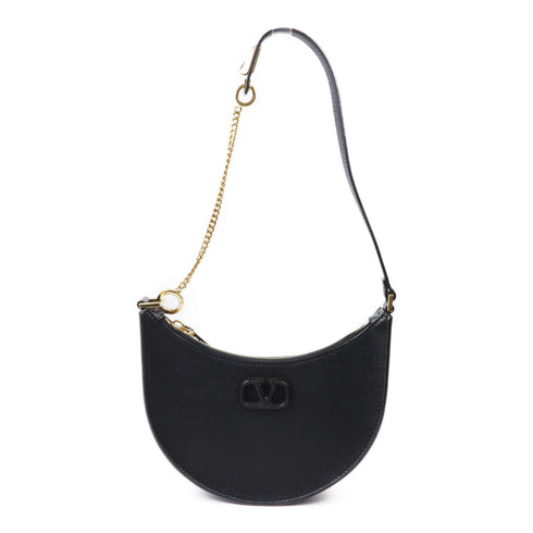 Valentino GHW Shoulder Bag Calfskin Leather Black