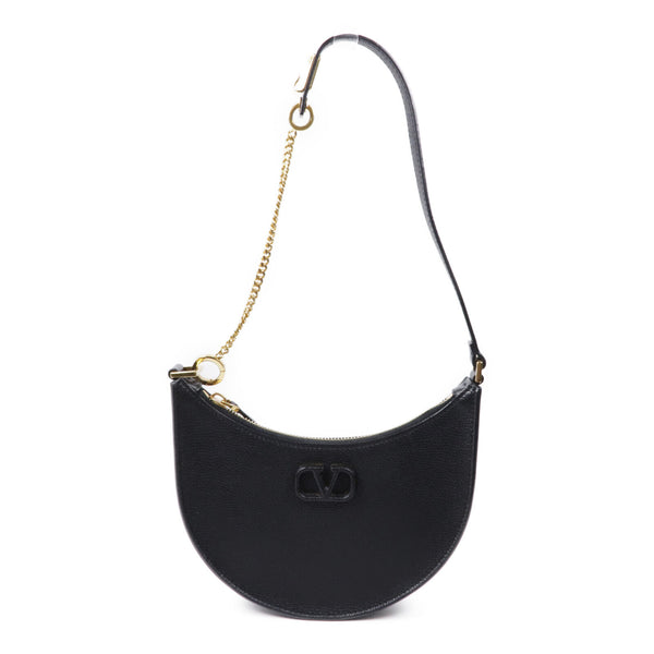 Valentino GHW Shoulder Bag Calfskin Leather Black