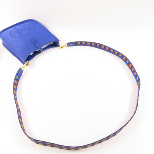 HERMES GHW Evelyne TPM Shoulder Bag Clemence Leather Bleu Royal