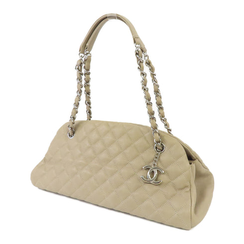CHANEL Quilted CC SHW Chain Shoulder Bag Leather Light Brown