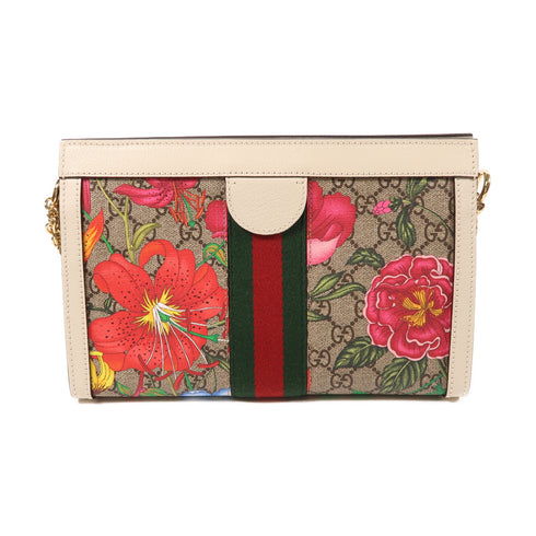 GUCCI GHW GG Supreme Ophidie Chain Shoulder Bag PVC Coated Canvas 503877