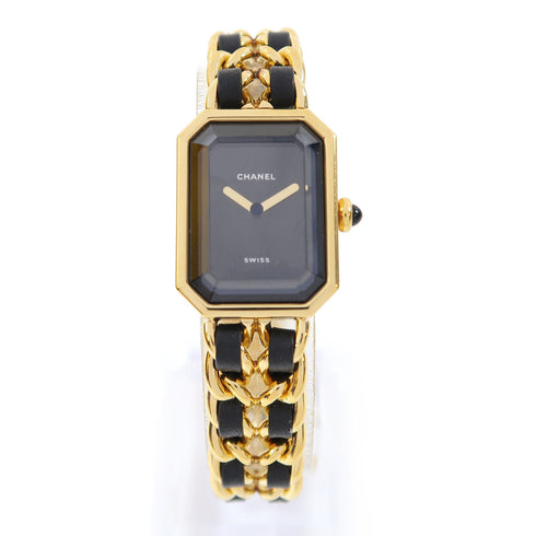 CHANEL CC Premiere Quartz Watch H0001-L Gold Plated/Leather Black v1