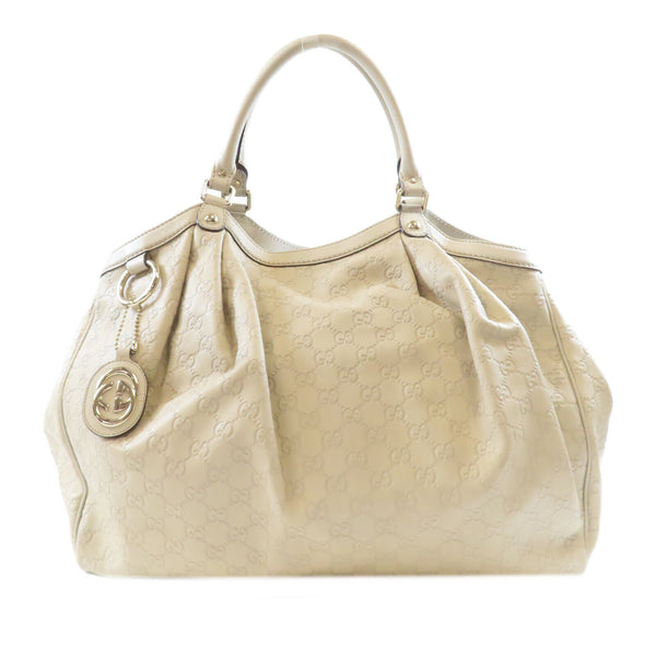 GUCCI GG GHW Hand Bag 211943 Leather Grey