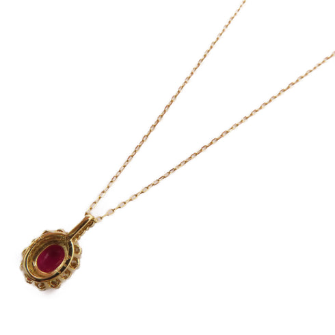 FINE JEWELRY 0.28ct Ruby 0.26ct Diamond Necklace 18K Yellow Gold