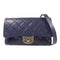 CHANEL CC Mattelasse Shoulder Bag Lambskin Leather Navy