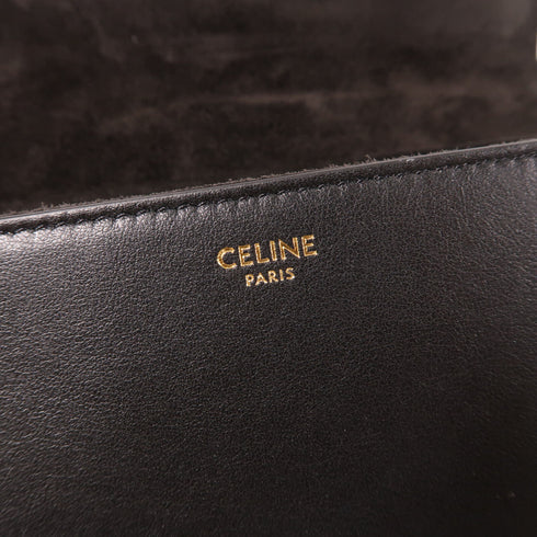 CELINE GHW Teen Soft 16 Shoulder Bag Calfskin Leather Black
