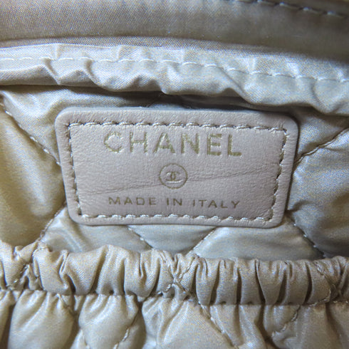 CHANEL Quilted CC GHW Pouch Bag Lambskin Leather Gold