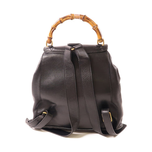 GUCCI GG GHW Bamboo Backpack Rucksack 003 2058 0016 Leather Black