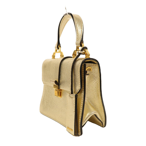 Miu Miu GHW 2 Way Shoulder Bag Handbag Calfskin Leather Gold