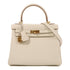 HERMES GHW Kelly 25 2 Way Shoulder Bag Togo Leather White
