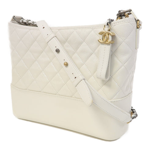 CHANEL Quilted CC Gabrielle Chain Shoulder Bag Calfskin Leather White