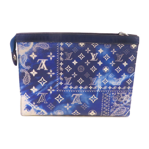 LOUIS VUITTON LV SHW Pochette Voyage MM Pouch M81442 Mono-on-bandana Blue
