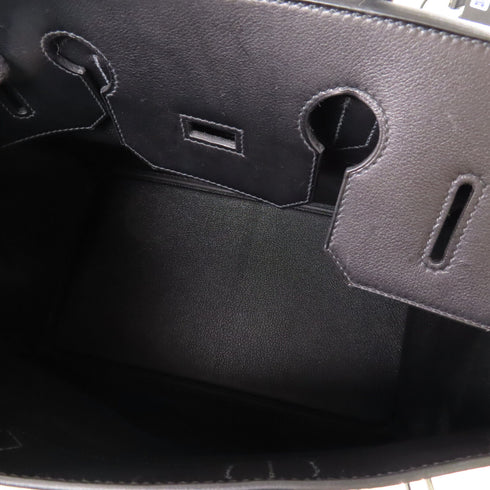 HERMES PHW Haut A Courroies 40 Tote Bag Handbag Evergrain Leather Noir Black