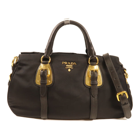 PRADA GHW 2 Way Shoulder Bag BN1903 Nylon Leather Black