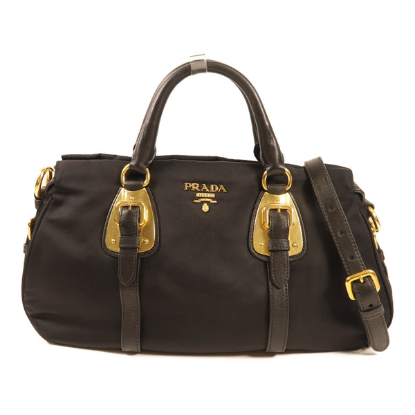 PRADA GHW 2 Way Shoulder Bag BN1903 Nylon Leather Black