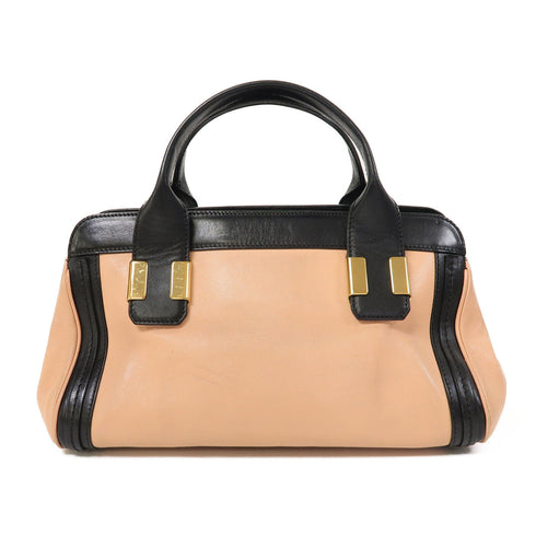 Chloe GHW Alice Handle 2 Way Shoulder Bag Calfskin Leather Black/Pink