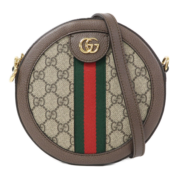 GUCCI GG GHW Ophidia GG Chain Shoulder Bag 550618 Coated Canvas Brown